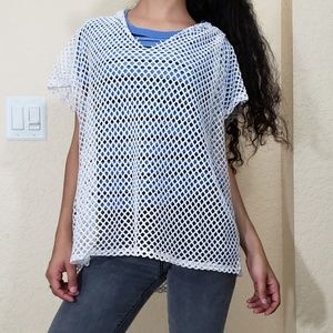 XL Blush fishnet women's top